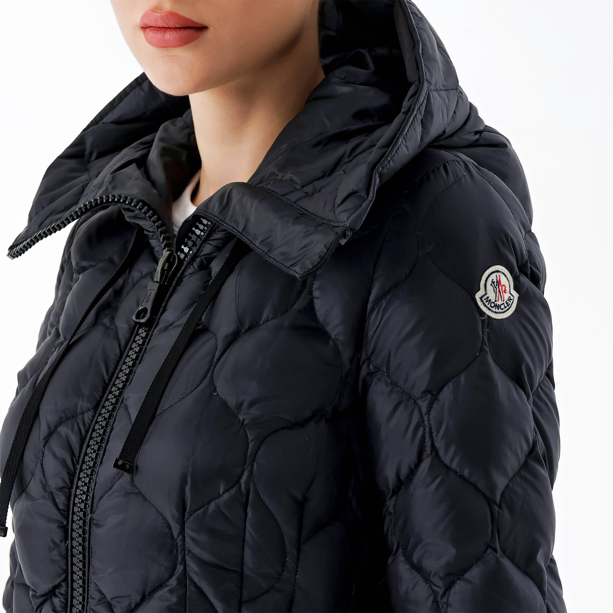 Moncler-Black Quilted Puffer Hoodied Coat